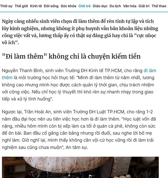 [Thanh Niên] Sinh viên đi làm thêm: Trải nghiệm thực tế hay cực nhọc vô ích?